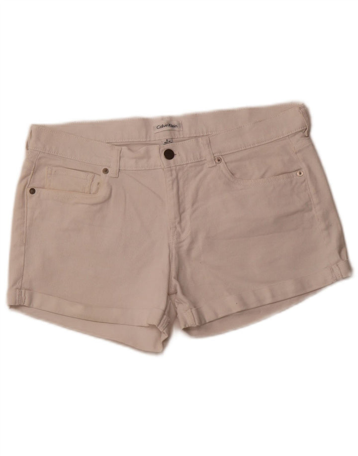 Shorts jeans feminino CALVIN KLEIN EUA 8 médio W32 algodão branco