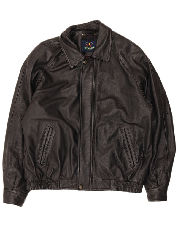 Jaqueta de couro masculina Ivy Crew UK 40 grande preta