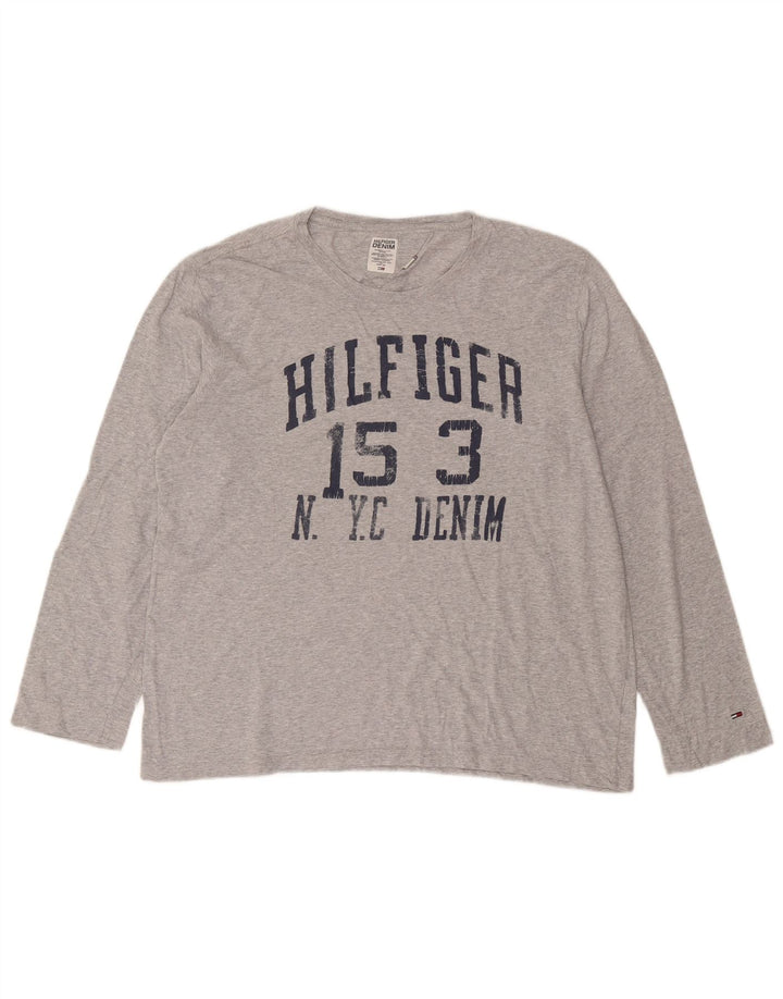 Tommy Hilfiger Camiseta masculina gráfica manga comprida XL algodão cinza