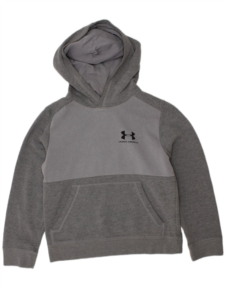 UNDER ARMOUR Boys Cold Gear moletom com capuz 7-8 anos pequeno algodão cinza