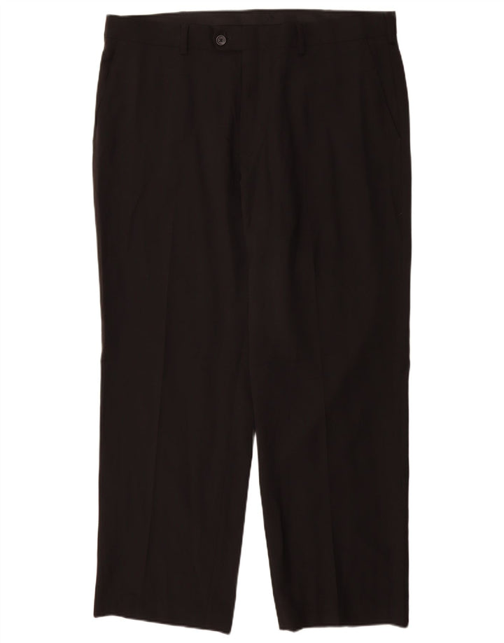 Calça masculina de terno reto IZOD W38 L30 poliéster preto