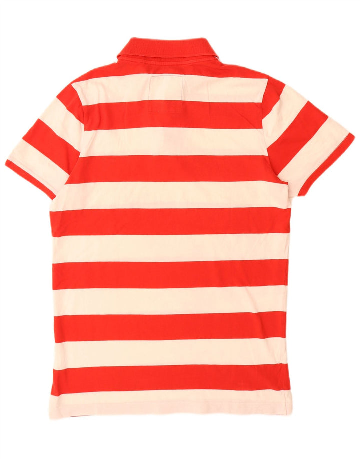 Camisa polo masculina HOLLISTER listrada vermelha média