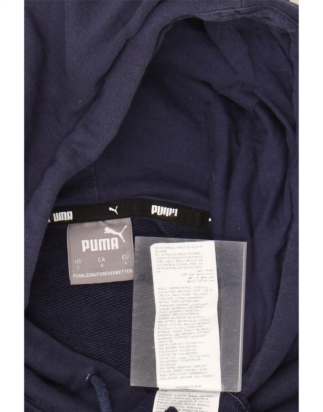 PUMA moletom com capuz masculino grande algodão azul marinho