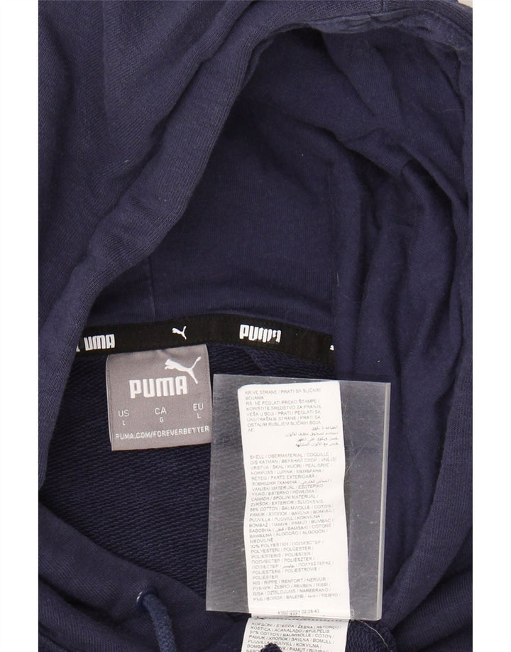 PUMA moletom com capuz masculino grande algodão azul marinho