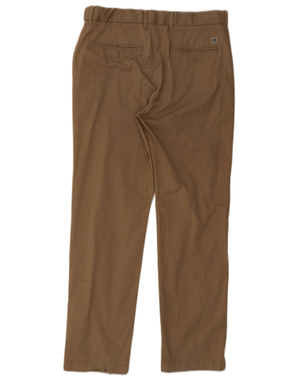 Calça chino reta masculina Marks & Spencer W32 L31 algodão bege