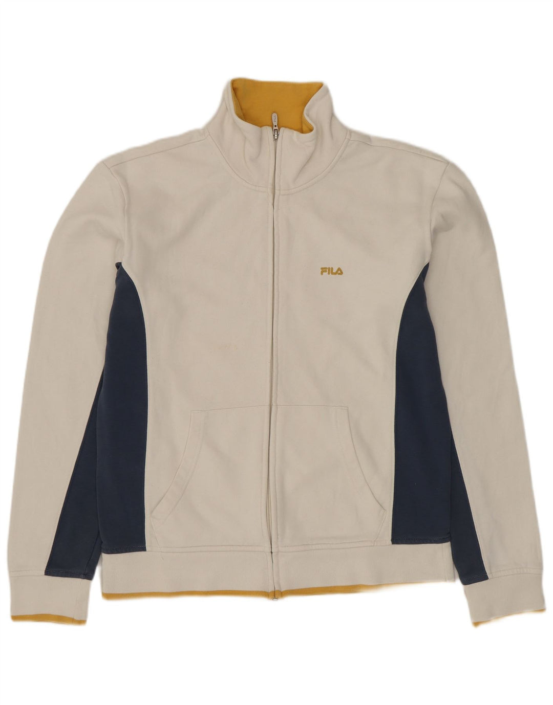 FILA Mens Treino Top Jaqueta Pequena Colorblock Branco