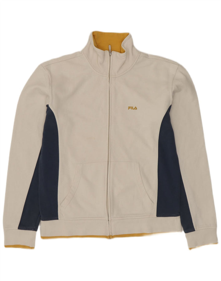 FILA Mens Treino Top Jaqueta Pequena Colorblock Branco