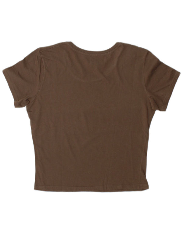 Camiseta feminina Rifle com estampa gráfica UK 16 grande algodão marrom