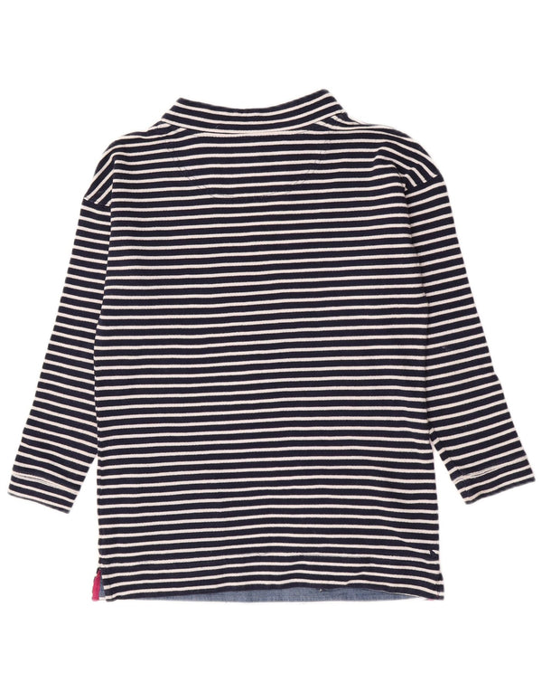 Top feminino Joules manga comprida UK 10 pequeno azul marinho listrado náutico