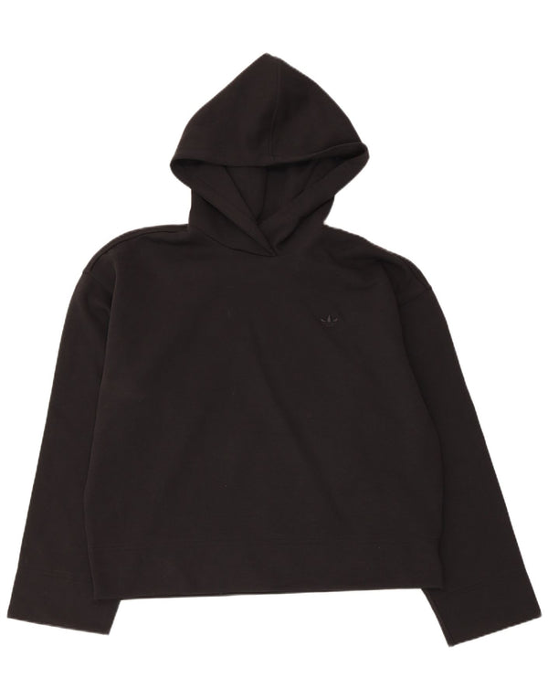 Adidas Womens Loose Fit Hoodie Jumper Reino Unido 12/14 Médio Algodão Preto