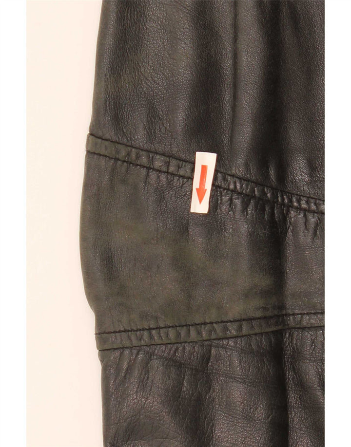 Jaqueta de couro feminina Mango UK 14 grande couro preto