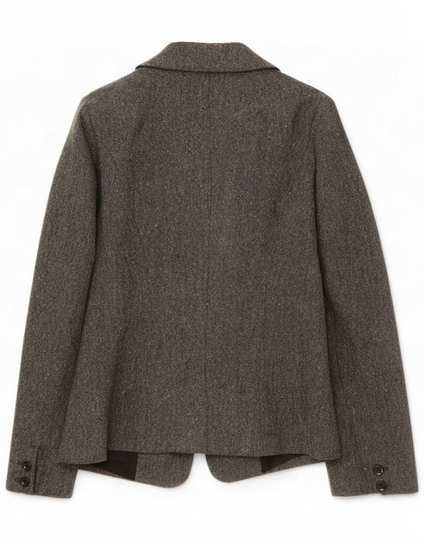 Intrend Womens 1 Button Blazer Jacket UK 8 Small Gray Flecked Wool