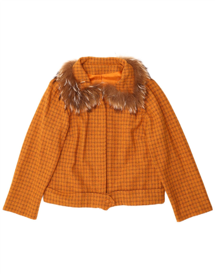 Jaqueta bomber feminina VINTAGE UK 16 grande xadrez laranja