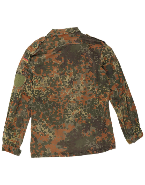 Camisa militar masculina vintage pequena camuflagem cáqui algodão