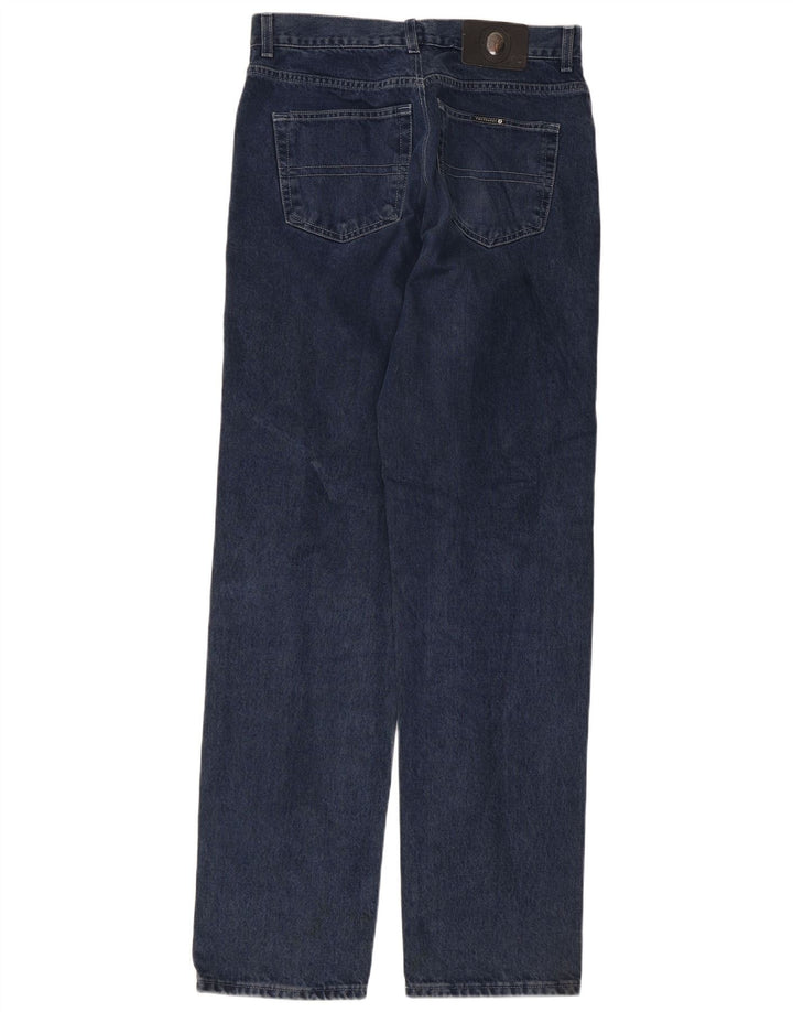 Trussardi Mens Straight Jeans W34 L32 Azul Marinho Algodão