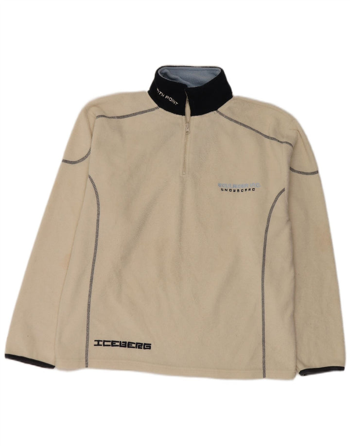 Iceberg Masculino Zip Neck Fleece Jumper XL Branco Colourblock Poliéster