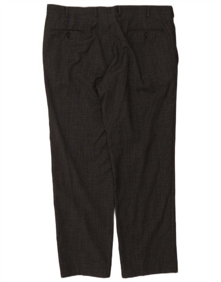 Calça masculina Marks & Spencer Autograph Straight Suit W40 L31 cinza xadrez