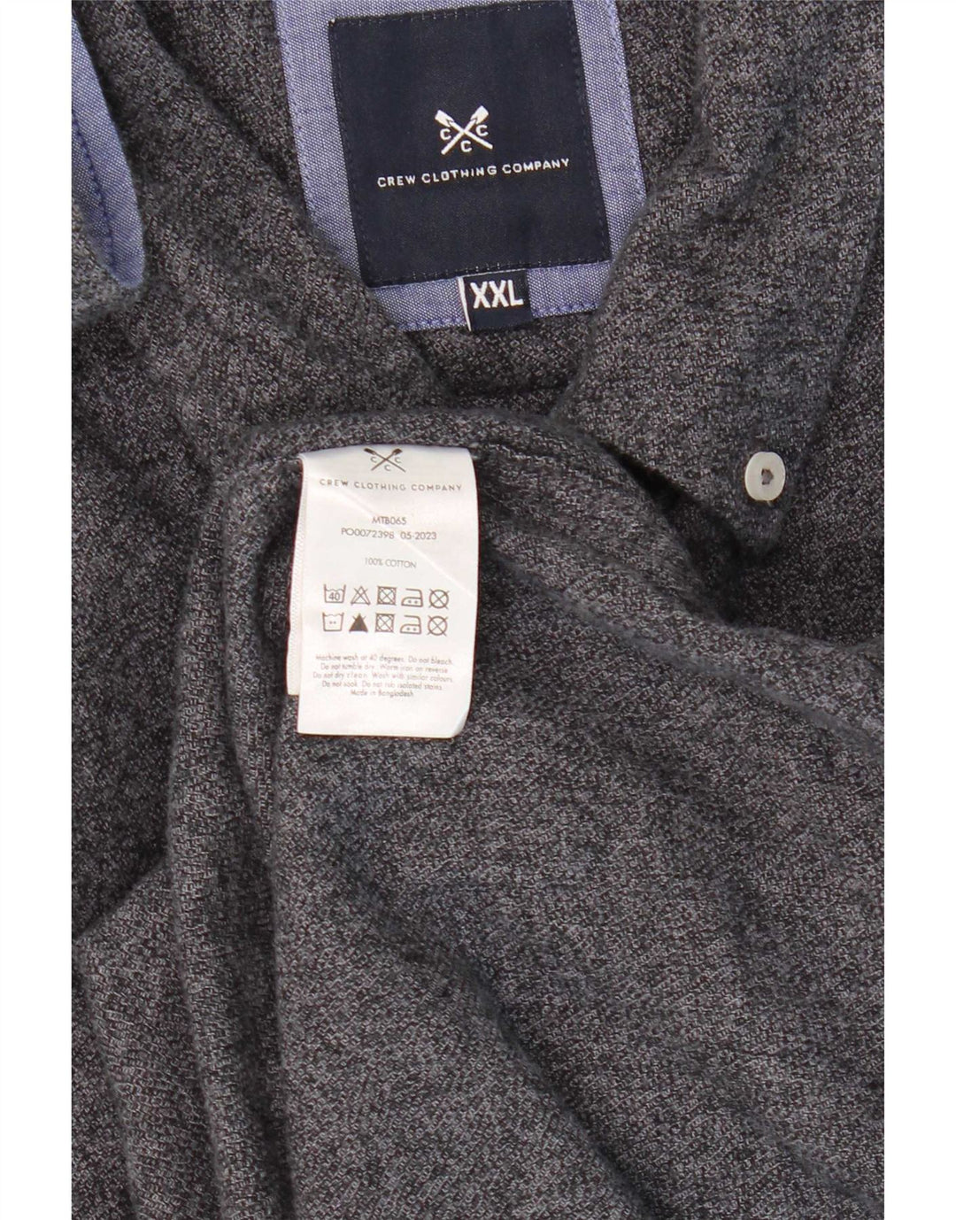 Camisa masculina Crew Clothing 2XL algodão cinza