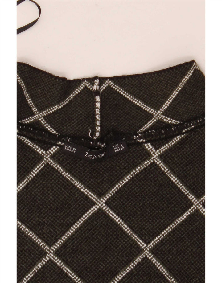 Vestido feminino sem mangas Zara UK 14 grande cinza geométrico