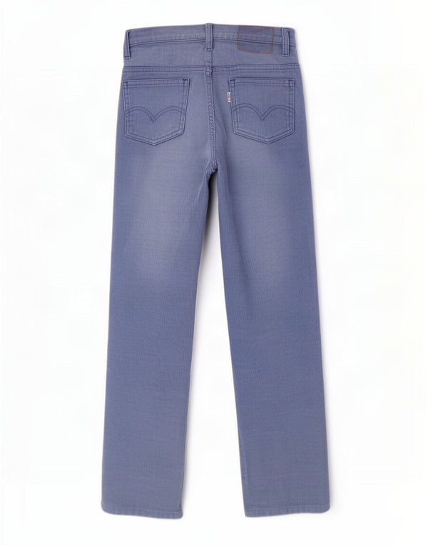 Calça feminina reta de veludo cotelê Levi's W25 L27 azul