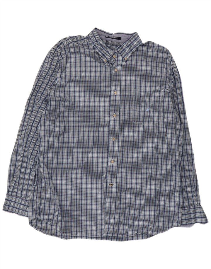 Camisa masculina Nautica XL azul xadrez algodão
