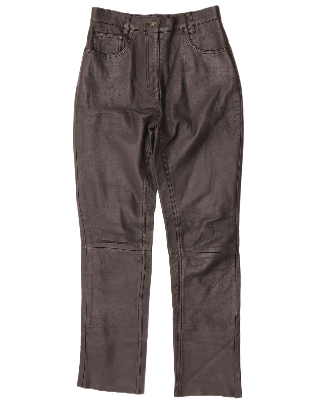 Calça feminina de couro slim VINTAGE W28 L30 preta