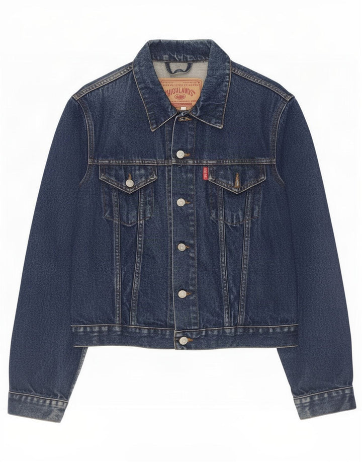 Jaqueta jeans feminina Highlands Reino Unido 14 grande algodão azul