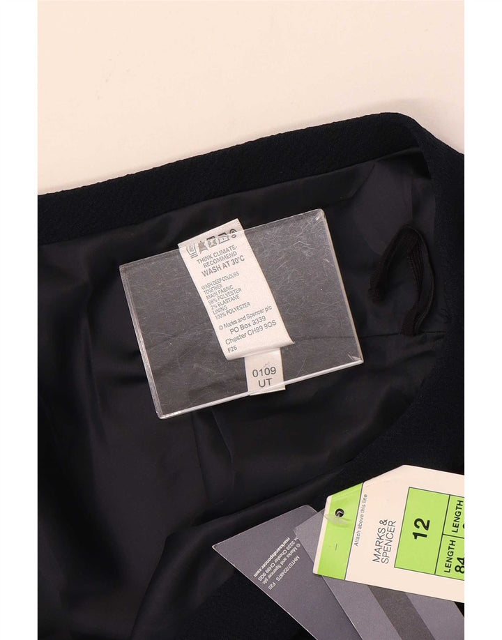 Saia midi feminina Marks & Spencer Reino Unido 12 médio W33 poliéster azul marinho