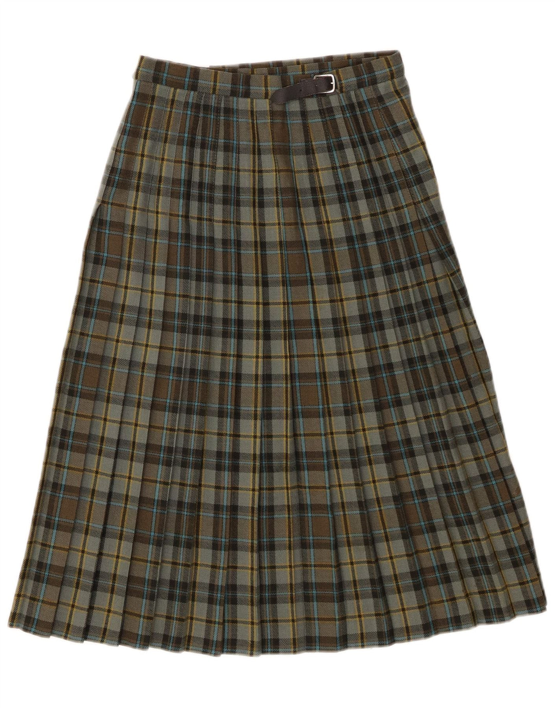 Saia feminina Pringle Kilted W26 pequena xadrez verde de lã nova