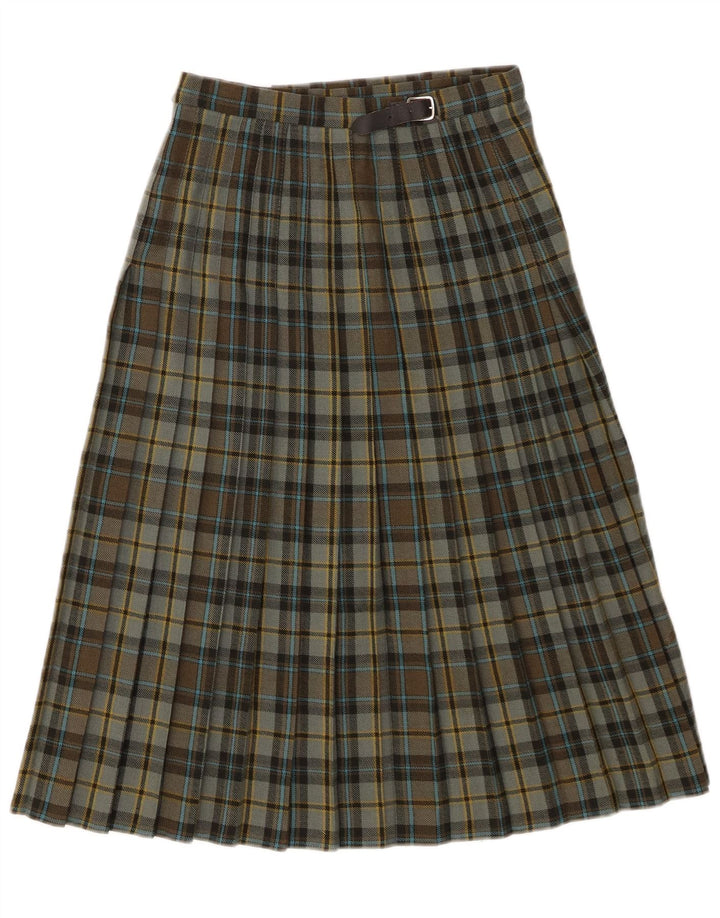 Saia feminina Pringle Kilted W26 pequena xadrez verde de lã nova
