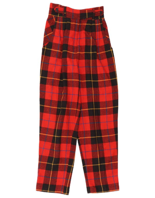 Calça casual feminina vintage de cintura alta IT 44 Médio W30 L30 Xadrez Vermelho