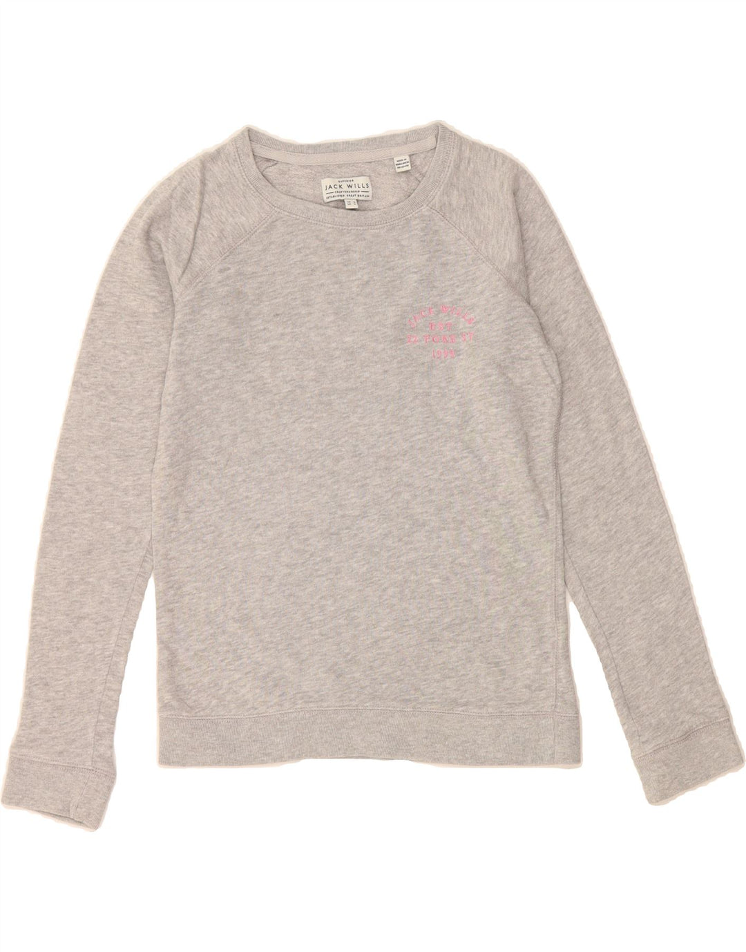 JACK WILLS Womens Sweatshirt Jumper UK 8 Small  Grey Cotton Vintage Jack Wills and Second-Hand Jack Wills from Messina Hembry 