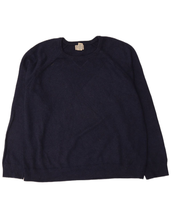 L.L.Bean Suéter masculino com gola redonda 2XL algodão azul marinho