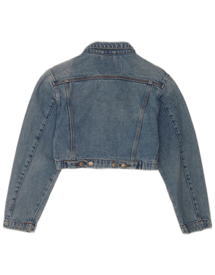 Jaqueta jeans feminina vintage UK 10 algodão azul pequeno