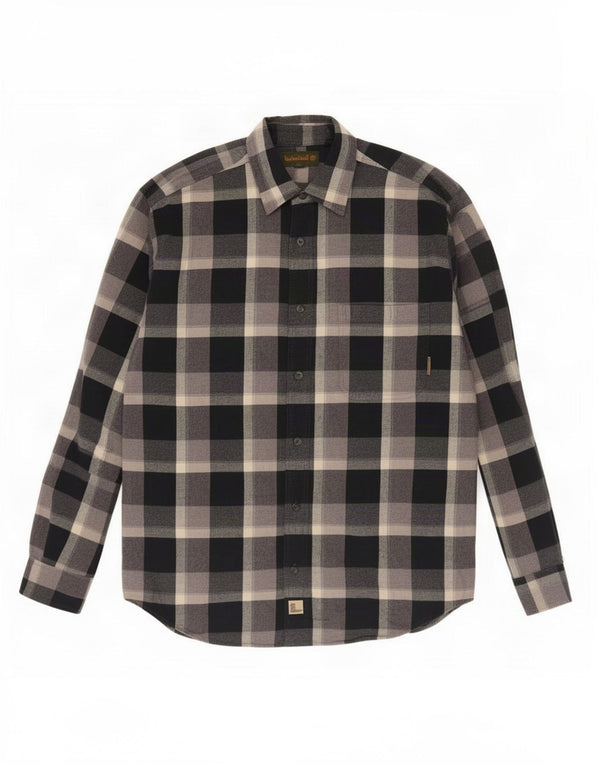 Camisa masculina de flanela Timberland XL preta xadrez algodão