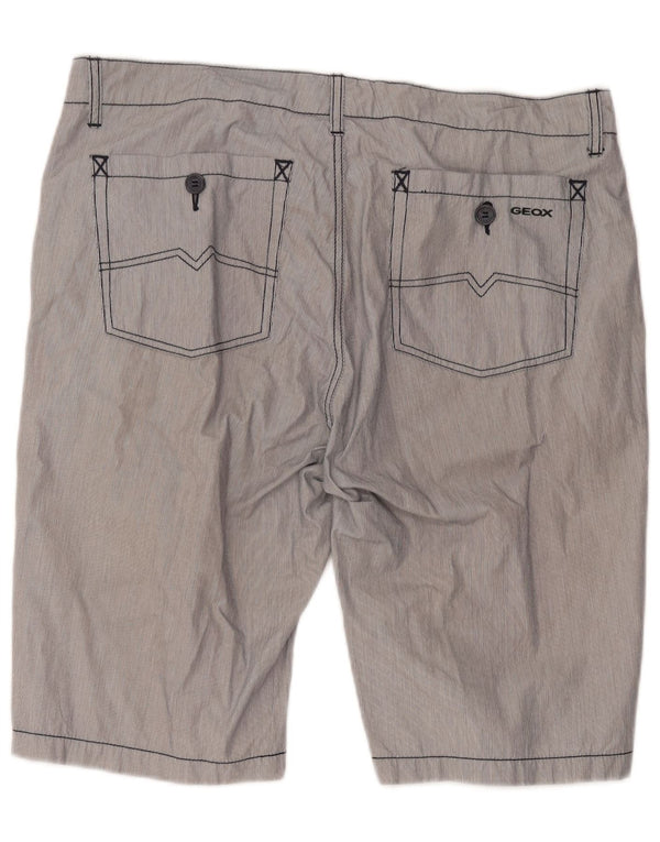 Geox Respira Mens Chino Shorts IT 52 XL W40 Cinza Riscas de Algodão