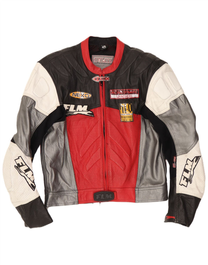 FLM Mens Motorcycle Graphic 2 peças conjunto IT 52 grande couro multicolorido