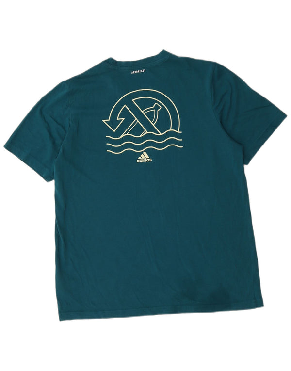Adidas Mens Aeroready Graphic Camiseta Top Médio Algodão Verde