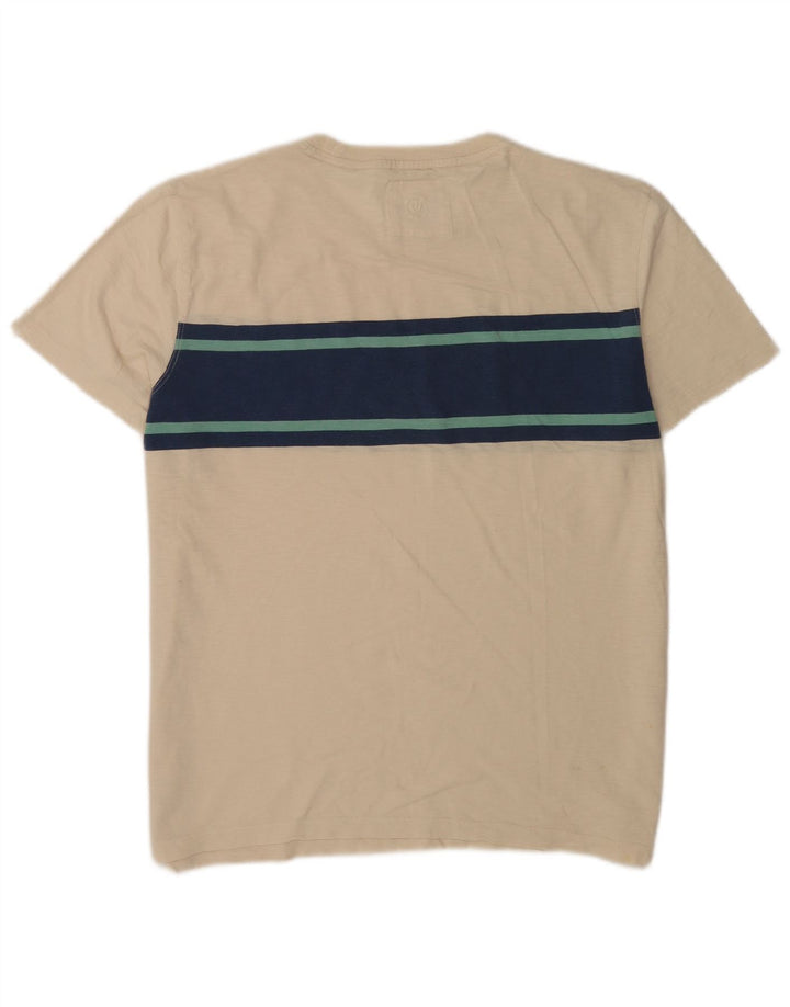Camiseta masculina Fat Face Top grande algodão colorblock bege
