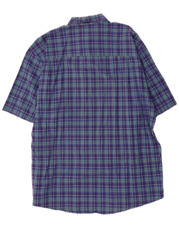 EDDIE BAUER Camisa masculina de manga curta XL roxo xadrez algodão