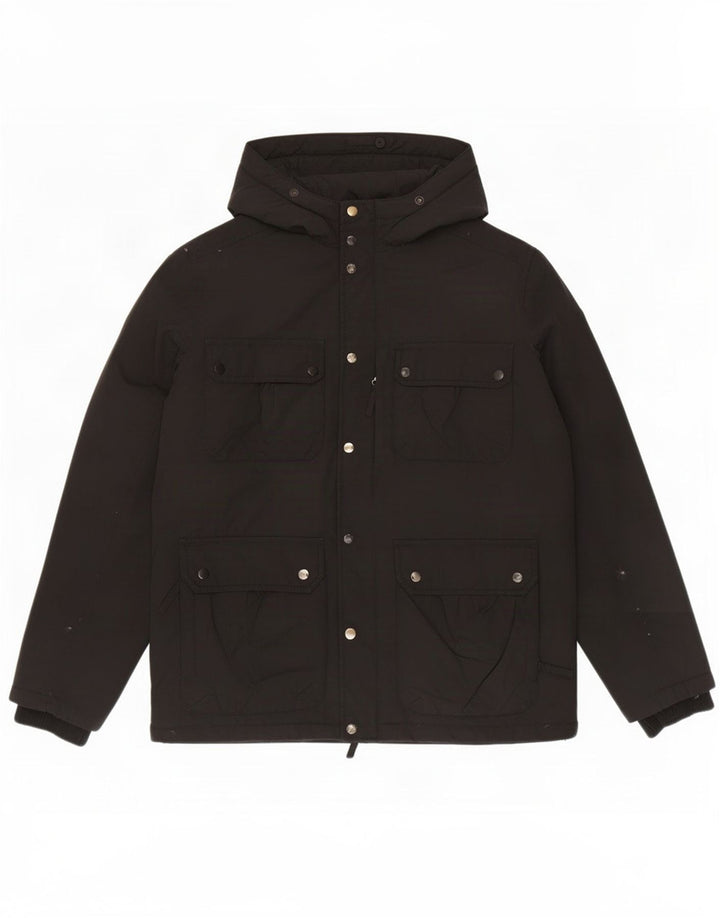 Jaqueta masculina acolchoada com capuz Lee UK 40 grande poliéster preto