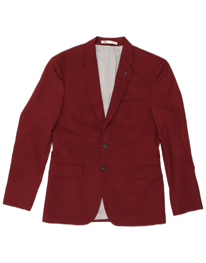 Jaqueta blazer masculina Zara com 2 botões UE 46 pequena viscose borgonha