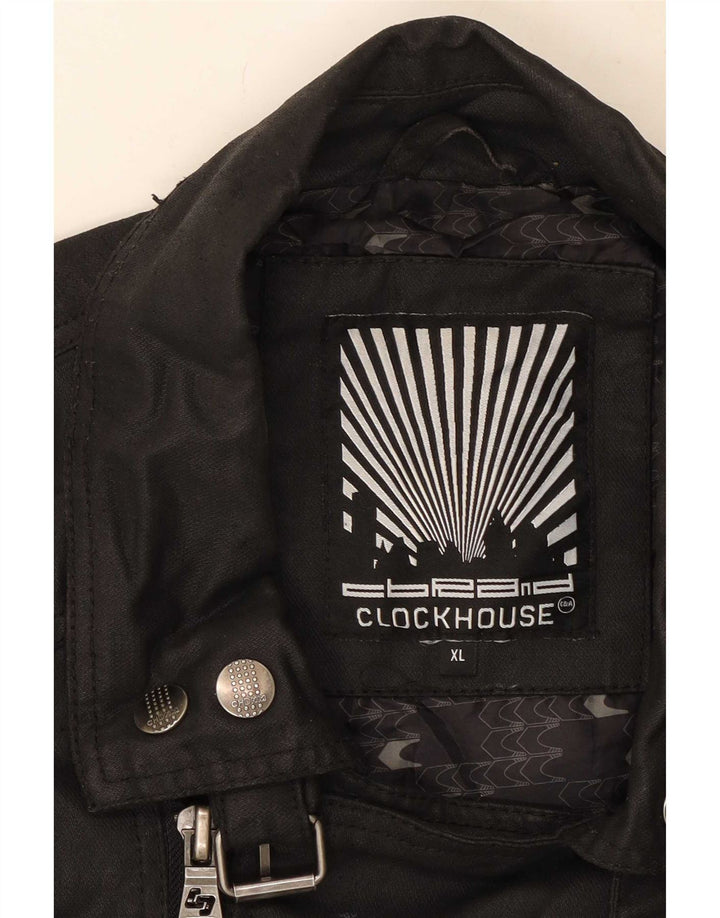 CLOCK HOUSE Jaqueta masculina de motociclista UK 42 XL algodão preto