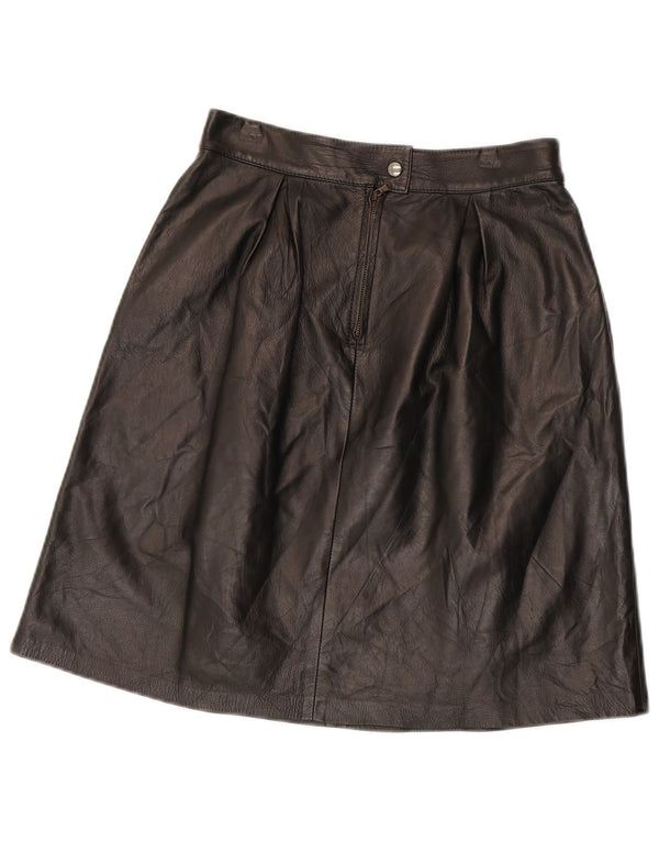 Saia de couro feminina vintage XS W25 couro preto