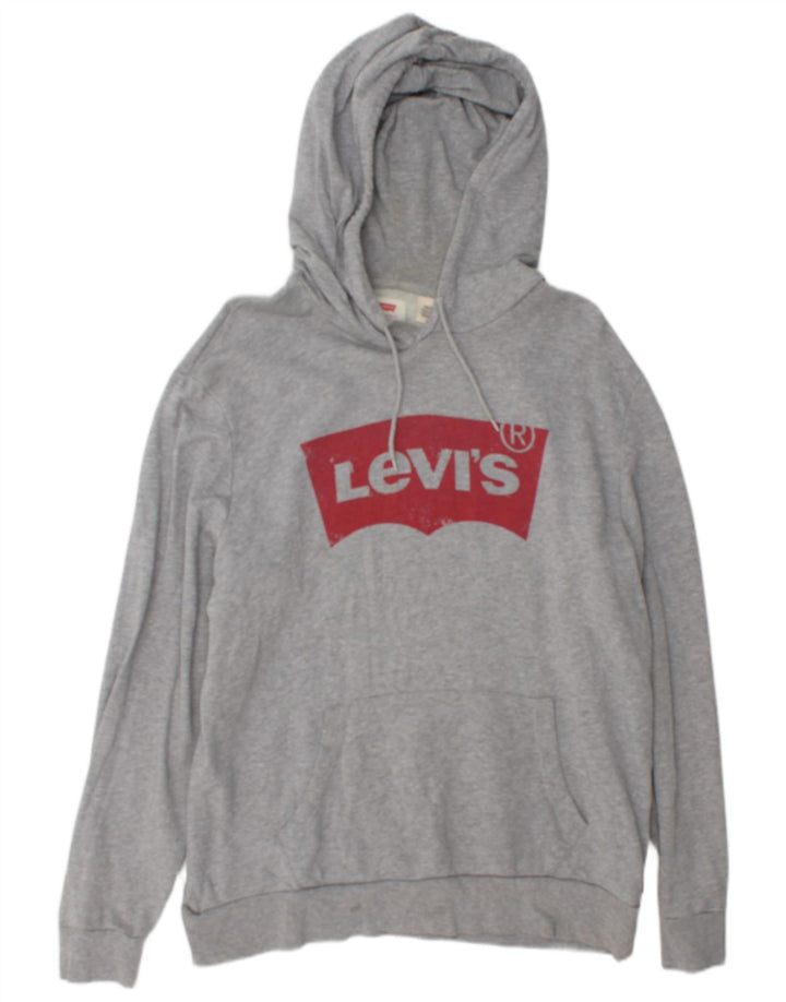 Suéter com capuz gráfico masculino Levi's grande algodão cinza