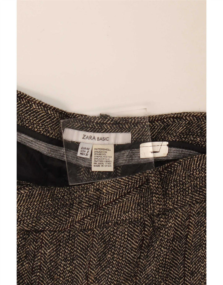 Zara Calça feminina casual bootcut EU 40 Médio W30 L30 cinza espinha de peixe