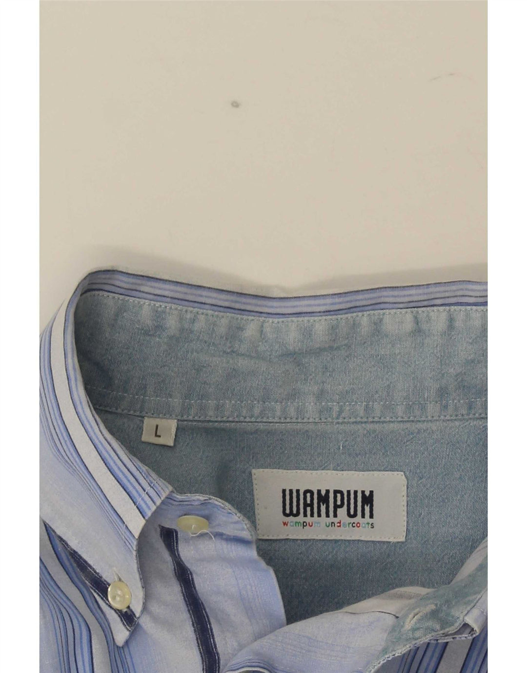 Camisa masculina Wampum grande algodão listrado azul