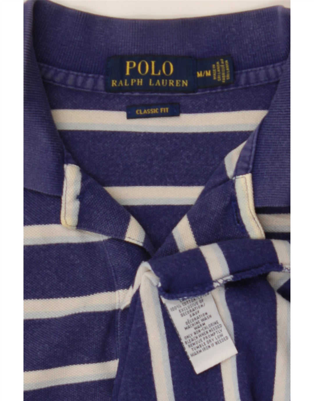 POLO RALPH LAUREN Camisa polo masculina de ajuste clássico médio listrado azul marinho
