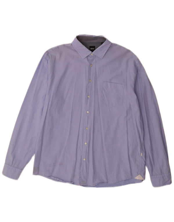 Hugo Boss Mens Shirt 2XL Blue Spotted Cotton