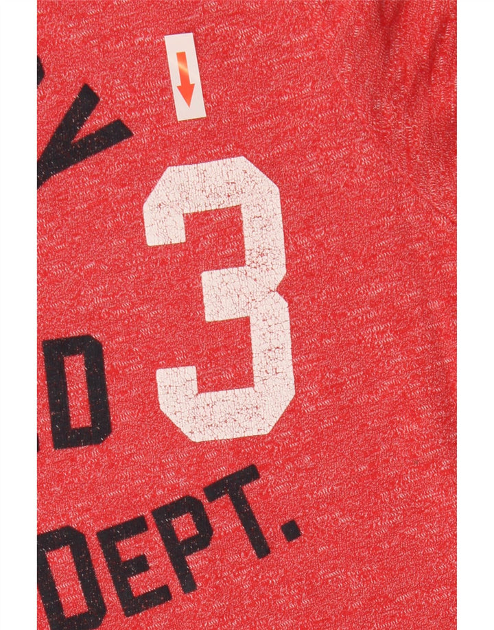 Camiseta masculina Superdry com estampa gráfica pequena de algodão manchado vermelho